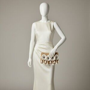 4. FLORA BELLA New Hilo Crochet Clutch Bag in Natural